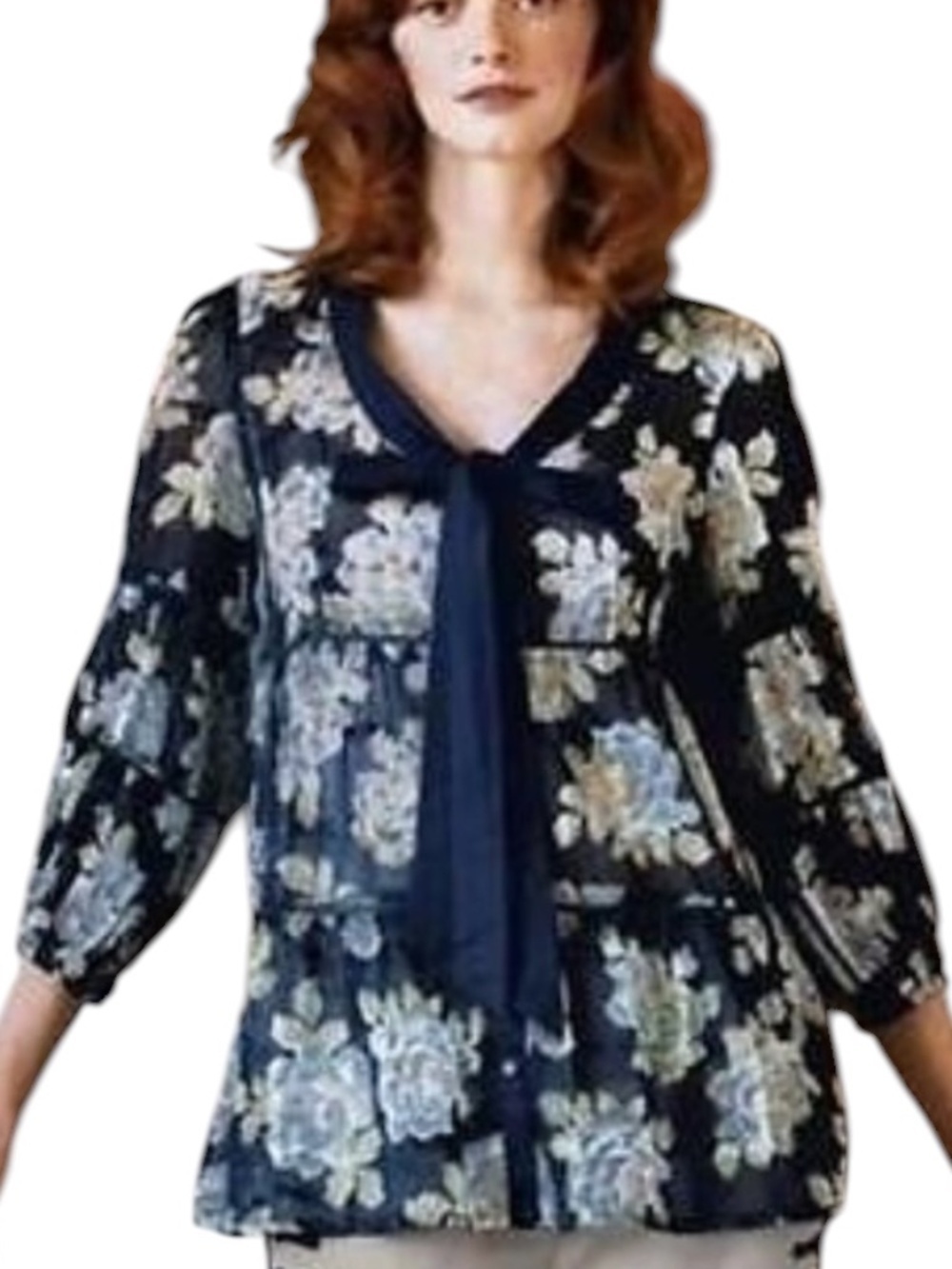 Anthropologie Odille Faraway Tunic Sz 6 Floral Tie-Front Voile Top NWT VTG